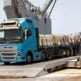 An aid truck rolls off the U.S.-built floating pier on its journey to a U.N. warehouse in Gaza. (CENTCOM photo)