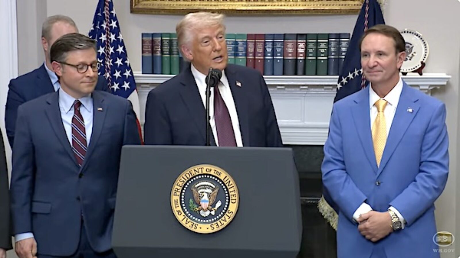 President Donald Trump and Gov. Jeff Landry, R-La., on Monday, March 24, 2025 (Video screenshot)