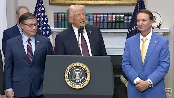 President Donald Trump and Gov. Jeff Landry, R-La., on Monday, March 24, 2025 (Video screenshot)