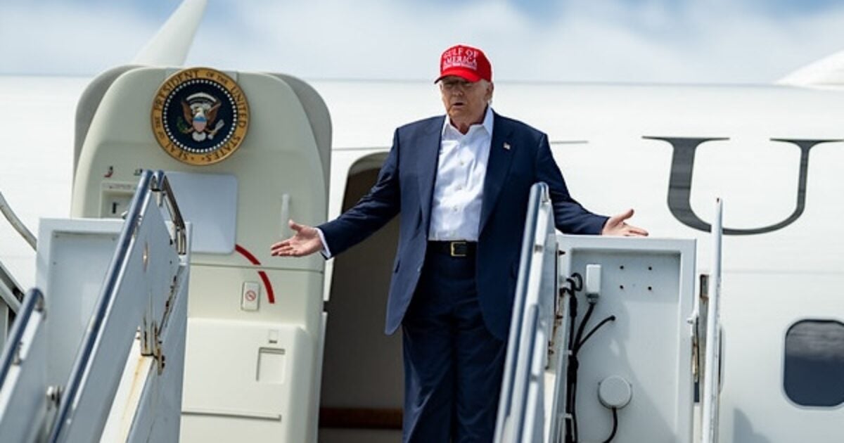 President Donald Trump disembarks Air Force One at Dade-Collier Training and Transition Airport in Ochopee, Florida, Tuesday, July 1, 2025. (Official White House photo by Daniel Torok)