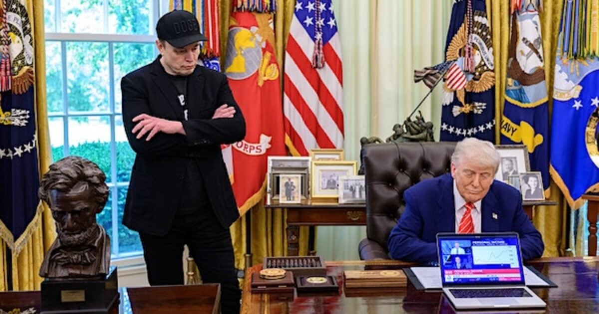 President Donald Trump participates in a press conference with departing DOGE adviser Elon Musk, Friday, May 30, 2025, in the Oval Office. (Official White House photo by Molly Riley)