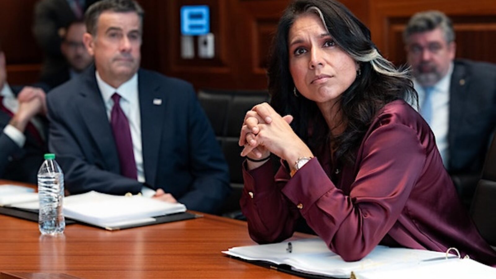 CIA Director John Ratcliffe and Director of National Intelligence Tulsi Gabbard meet in the Situation Room of the White House, Saturday, June 21, 2025. (Official White House photo by Daniel Torok)