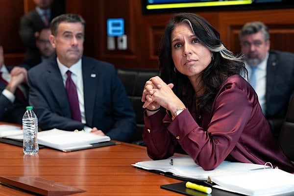 CIA Director John Ratcliffe and Director of National Intelligence Tulsi Gabbard meet in the Situation Room of the White House, Saturday, June 21, 2025. (Official White House photo by Daniel Torok)